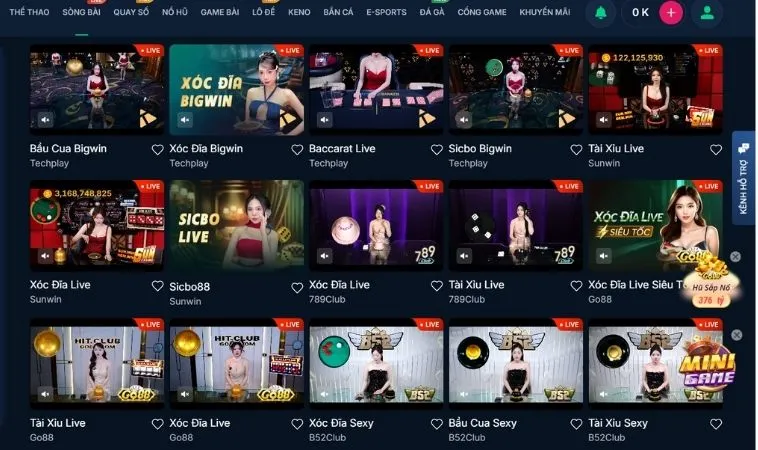 Đa dạng các thể loại game bài để trải nghiệm tại sảnh Casino Online Rikbet